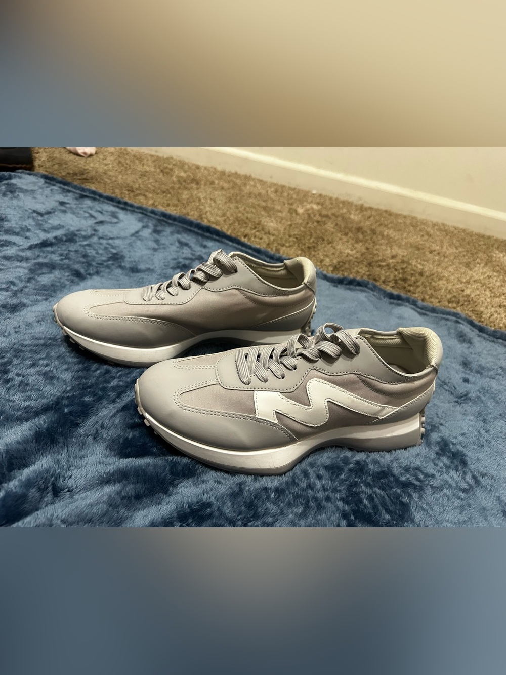 Womens  Grey Platform Steve Madden Sneakers